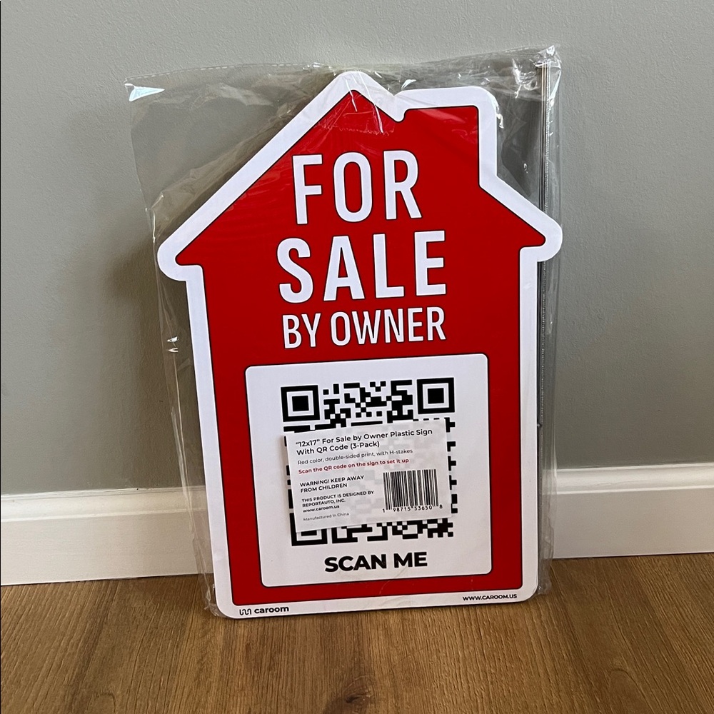 Red For Sale By Owner Sign with QR Code - Picture 2 of 2